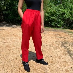 Elastic Waist Red Slacks